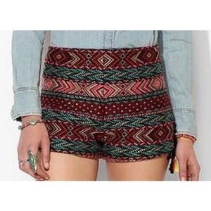 Urban Outfitters Ecote Shorts Womens 4 Multicolor Embroidered Aztec Boho